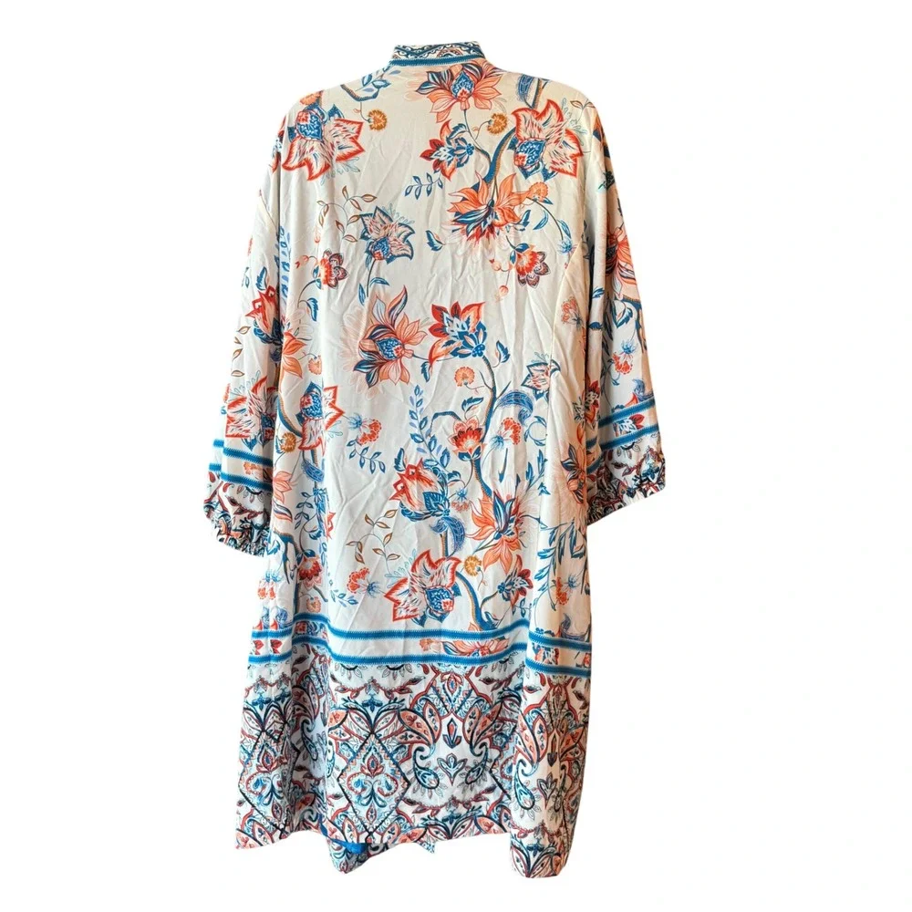 Chicos Patched Kimono Rising Bloom‎ Jacket Floral Duster Chicos Size 4 (Size 20)